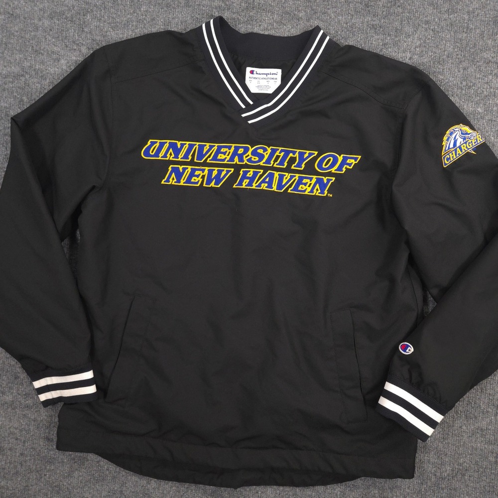 Champion University of New Haven Chargers Windbreaker Jacket Mens M Black NCAA